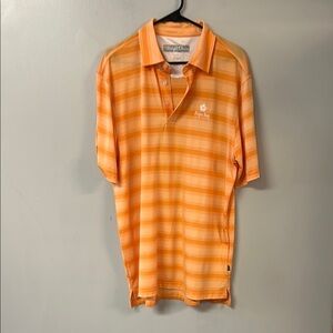 Orange Striped Polo Shirt with Classic Collar